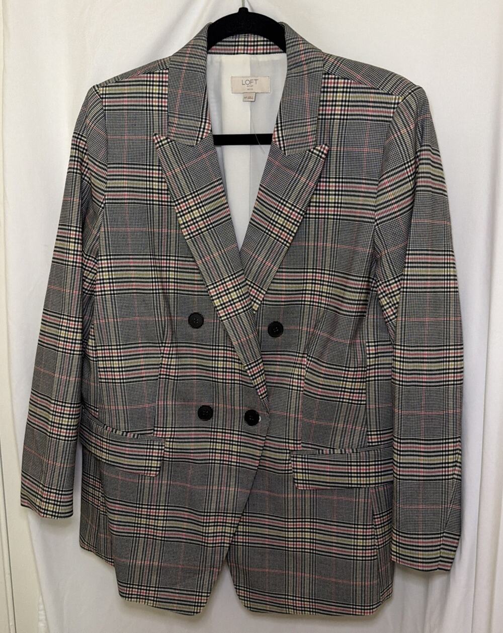 LOFT PLAID LONG BLAZER CAREERWEAR PREPPY ACADEMIA Petite 14